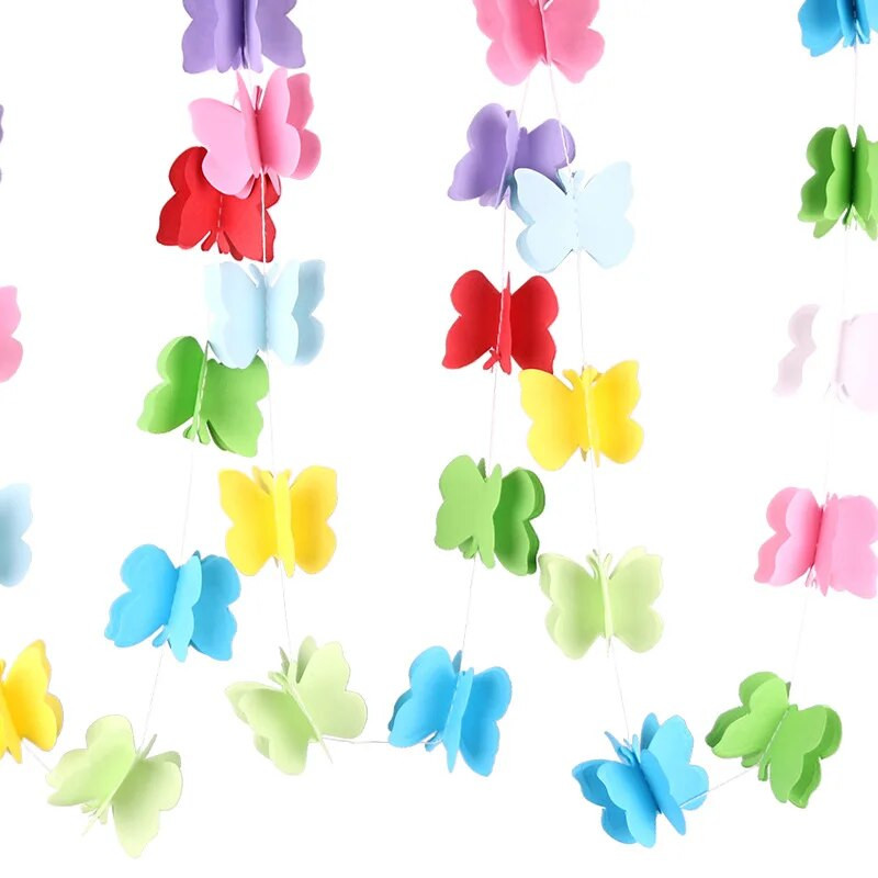 3D drugelio širdelės popierinė girlianda kabanti žvaigždė minkštojo popieriaus girliandos styga kūdikių dušas vaikų gimtadienio vakarėlio vestuvių dekoravimas