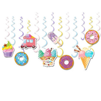 Бонбони Поничка Карикатура Парти за рожден ден Сладолед Банер Гарланд Торта за торта Две сладки момичета 1-ви рожден ден Лятно парти Baby Shower
