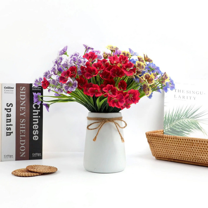 Imitacija gėlių imitacija violetinė orchidėja penkios šakutės vandens žolė gėlė vestuvinė puokštė gėlių derinimo rekvizitai