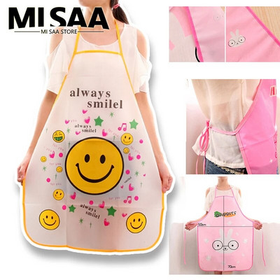 1PC Cute Cartoon Kitchen Apron For Men Women Home Cleaning Tools Pink White Waterproof Apron Cotton Linen Easy To Clean House