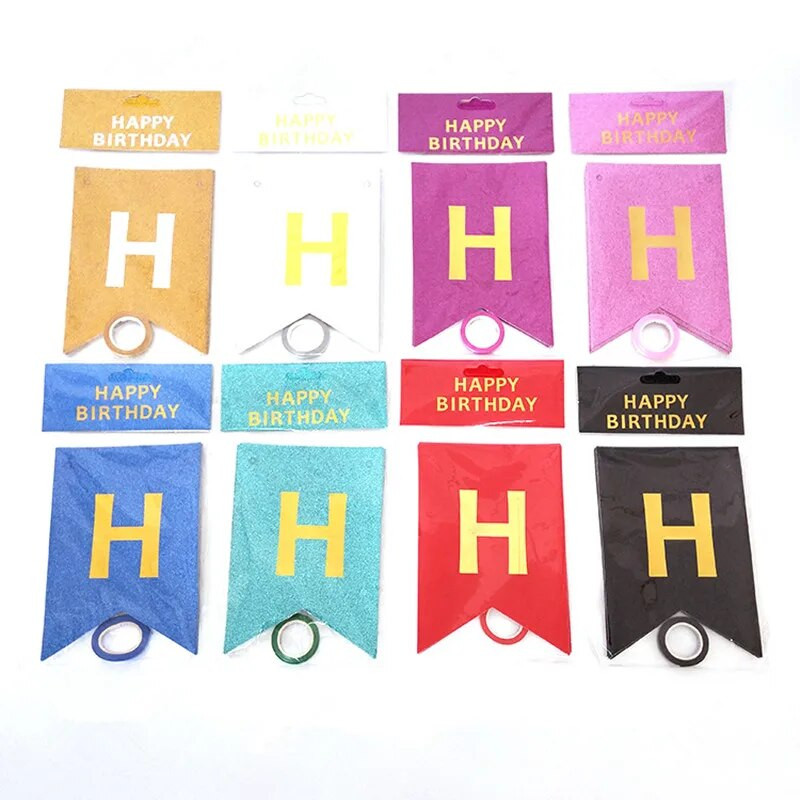 Boldog születésnapot levél csillogó papír transzparens húzza zászló gyereknapi party baba zuhany dekoráció