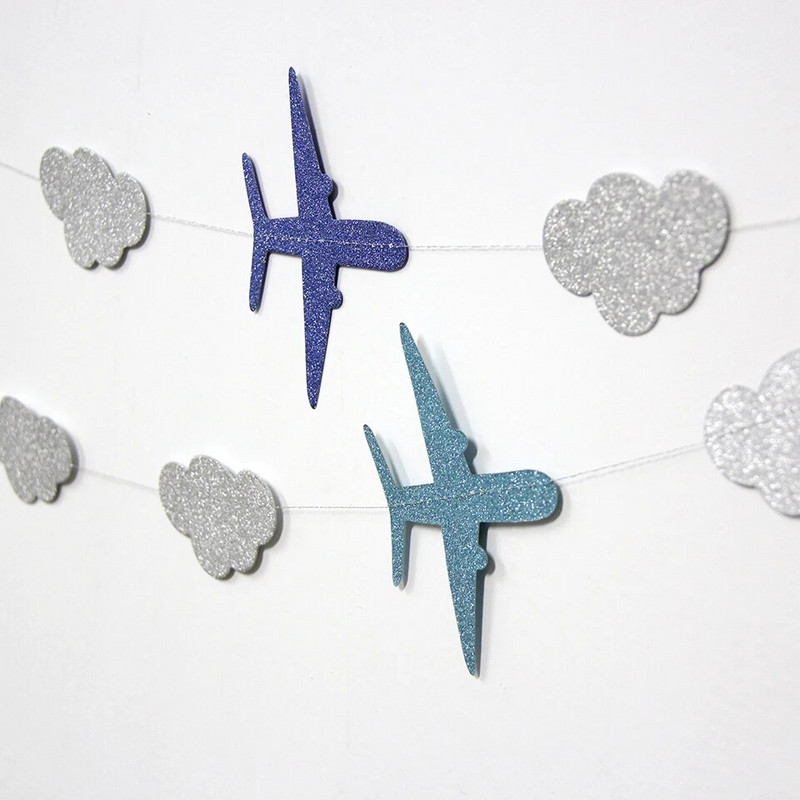 1 db Cloud&Plane Bannerek Babazuhanyok Parti Füzérek Dekoráció Gyerekek Születésnapja Boldog Lógó Háttér Füzér Buli Kellékek