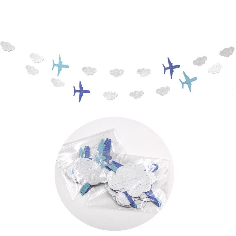 1 db Cloud&Plane Bannerek Babazuhanyok Parti Füzérek Dekoráció Gyerekek Születésnapja Boldog Lógó Háttér Füzér Buli Kellékek