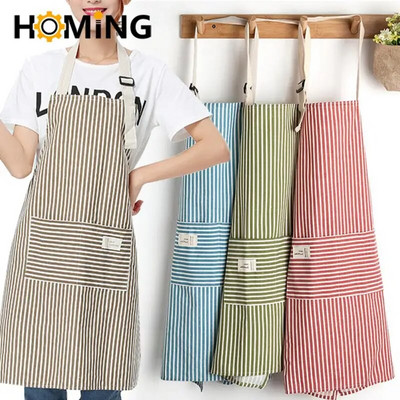 1PC Cotton Canvas Floral Anti Fouling Kitchen Fashion Apron Cooking Female Male Adult Waist Thin Breathable Sleeveless Aprons
