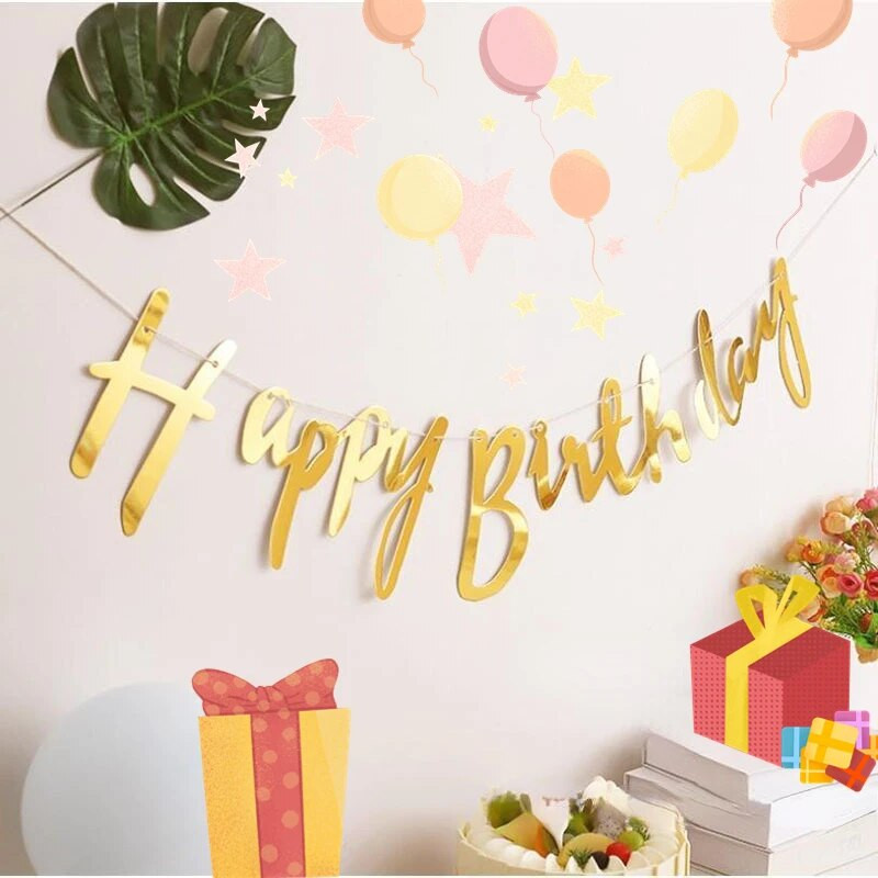 5 m Boldog születésnapot Banner Sármány Papír Születésnapi Esküvői Party Függő Garland Banner Otthon Születésnapi Reklám Babazuhany dekoráció