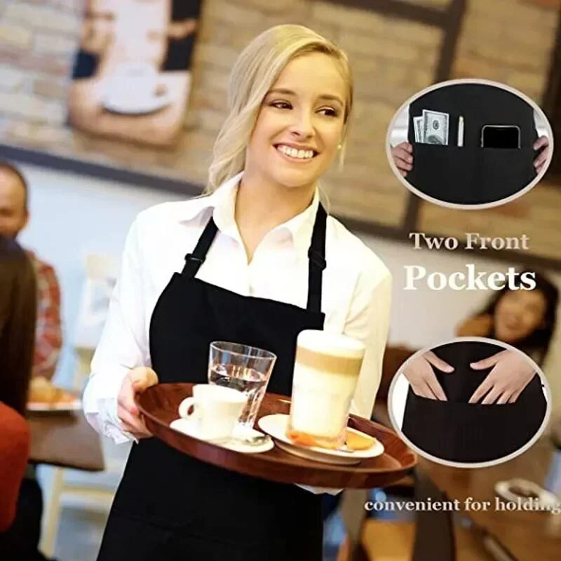 Podesiva pregača za kuhanje Unisex Jednobojna kućanska pregača, kuhar, konobar, roštilj, frizer, džepna pregača za odrasle, alat za kuhinjske potrepštine
