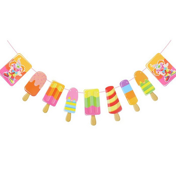 φρέσκο Cool Ice Cream Popsicle Bunting for Tropical Summer Party Bar Ice Pop Garland Διακόσμηση παιδικού πάρτι γενεθλίων