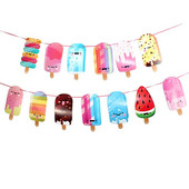 Suvine armas naeratav jäätisebänner Hawaii sünnipäeva pulmakarnevalipeo taustal rippuv jäätisepunn Garland DIY Deco