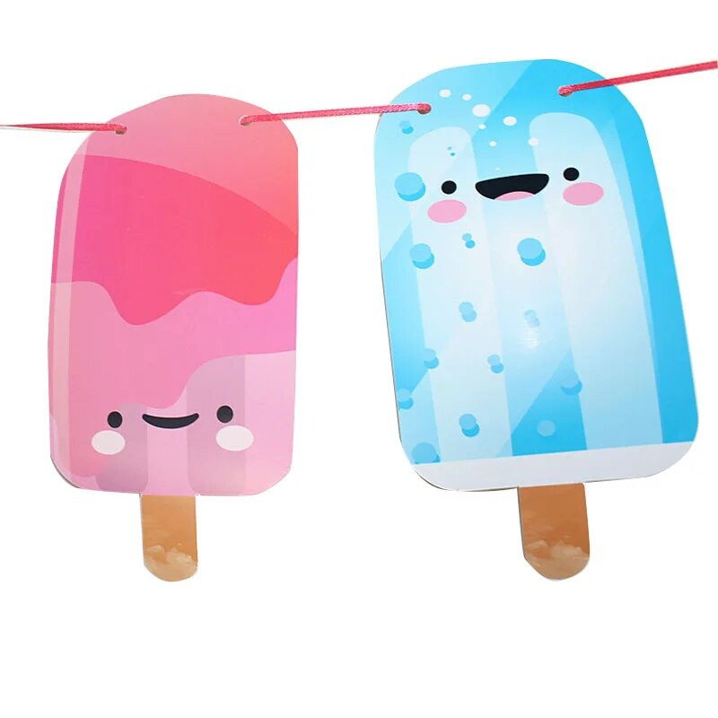 Suvine armas naeratav jäätisebänner Hawaii sünnipäeva pulmakarnevalipeo taustal rippuv jäätisepunn Garland DIY Deco