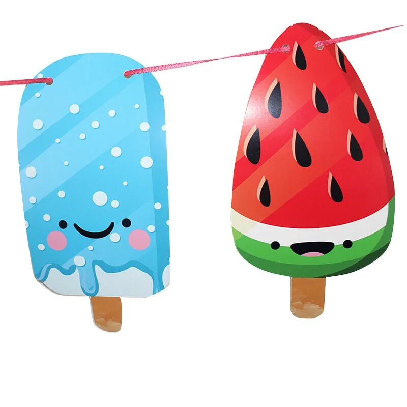 Suvine armas naeratav jäätisebänner Hawaii sünnipäeva pulmakarnevalipeo taustal rippuv jäätisepunn Garland DIY Deco