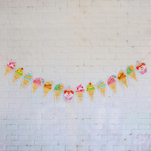 Színes fagylalt alakú húzható zászló dekoratív papír transzparensek nyári témájú húzófüzér partisármány parti farsangi bankettre