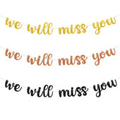 Rózsaarany Hiányozni fogsz Léggömb Banner Búcsúparti Kellékek Elutazás Party Nyugdíjas Party Irodai Munkaparti Dekoráció