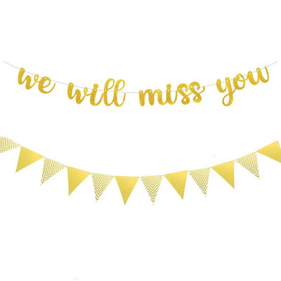 Rózsaarany Hiányozni fogsz Léggömb Banner Búcsúparti Kellékek Elutazás Party Nyugdíjas Party Irodai Munkaparti Dekoráció