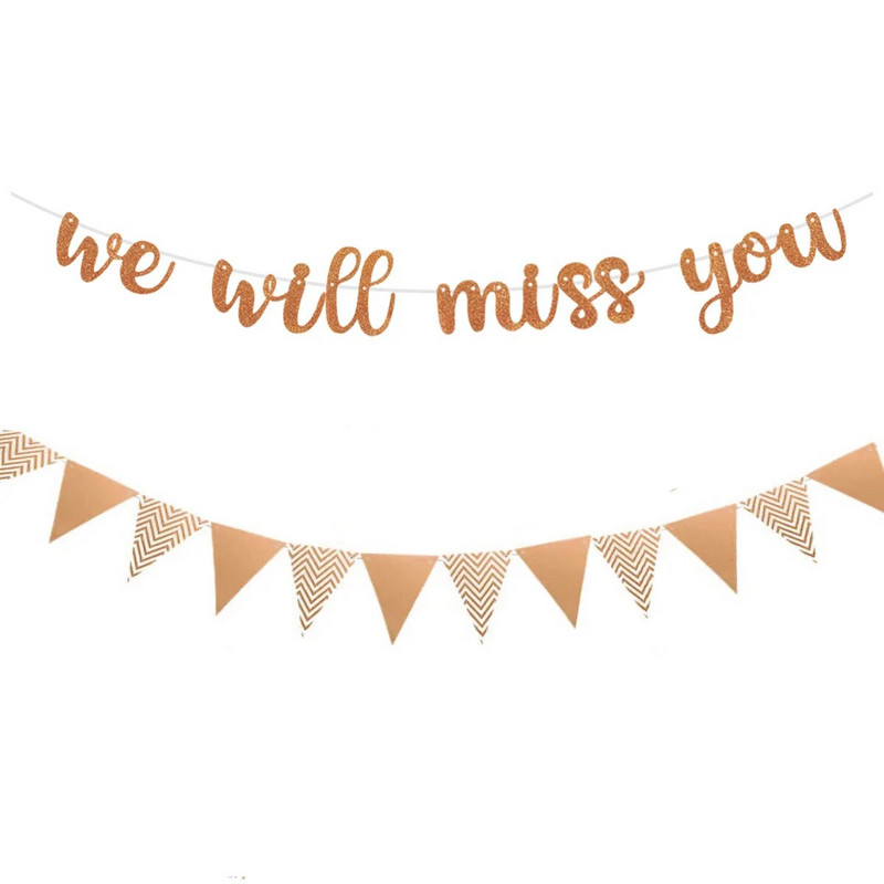 Rózsaarany Hiányozni fogsz Léggömb Banner Búcsúparti Kellékek Elutazás Party Nyugdíjas Party Irodai Munkaparti Dekoráció