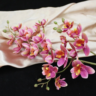 1 szár 21 fej valódi érintés latex mesterséges lepke orchidea művirágok esküvői otthoni fesztivál dekorációja pillangó orchidea