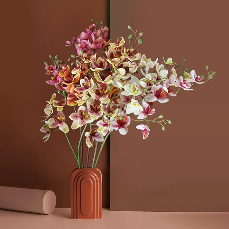 1 szár 21 fej valódi érintés latex mesterséges lepke orchidea művirágok esküvői otthoni fesztivál dekorációja pillangó orchidea