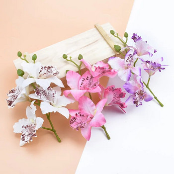 4 глави/пакет Тайландска орхидея Сватбени декоративни цветя Венци Скрапбукинг Аксесоари за декорация на дома Изкуствени цветя Евтини
