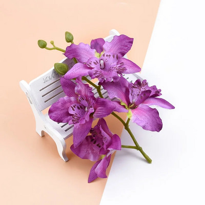 4 capete/pachet Thai Orhidee Nunta Flori Decorative Coronițe Scrapbooking Accesorii pentru decorarea casei Flori artificiale Ieftine