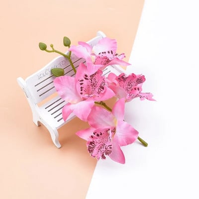 4 capete/pachet Thai Orhidee Nunta Flori Decorative Coronițe Scrapbooking Accesorii pentru decorarea casei Flori artificiale Ieftine
