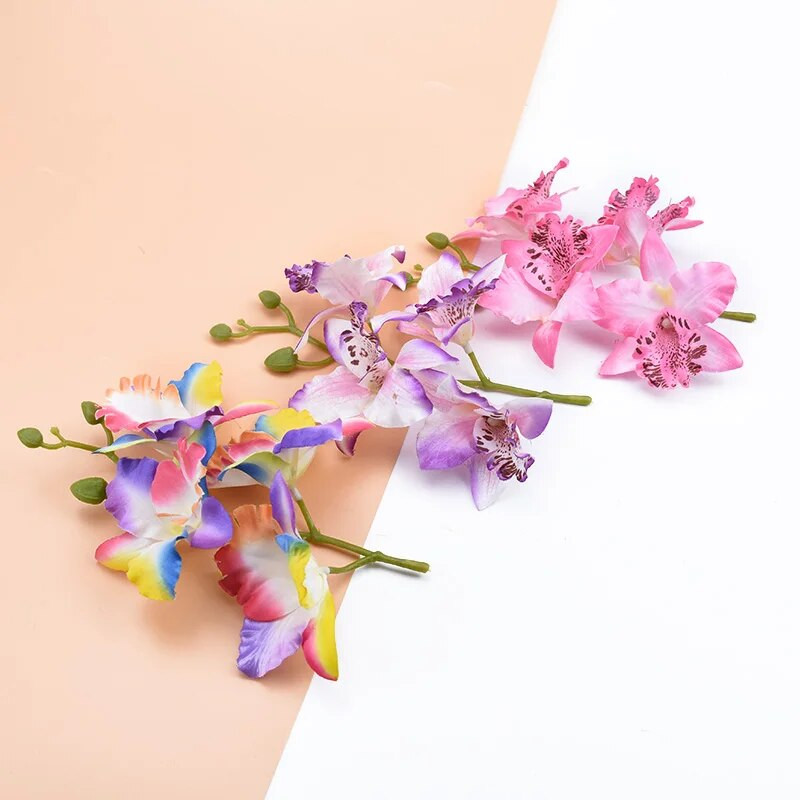 4 capete/pachet Thai Orhidee Nunta Flori Decorative Coronițe Scrapbooking Accesorii pentru decorarea casei Flori artificiale Ieftine