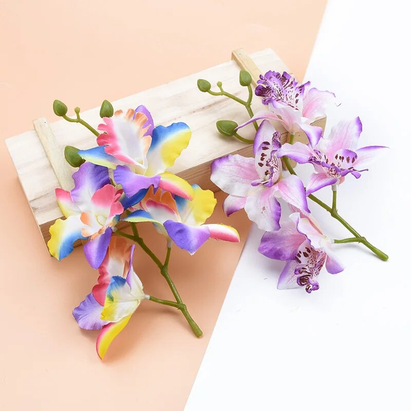 4 capete/pachet Thai Orhidee Nunta Flori Decorative Coronițe Scrapbooking Accesorii pentru decorarea casei Flori artificiale Ieftine