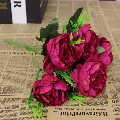 Művirág retro selyem rózsa csokor bazsarózsa retro menyasszonyi csokor hamis virág otthoni barkácsolás karácsonyi esküvői dekorációs kiegészítők