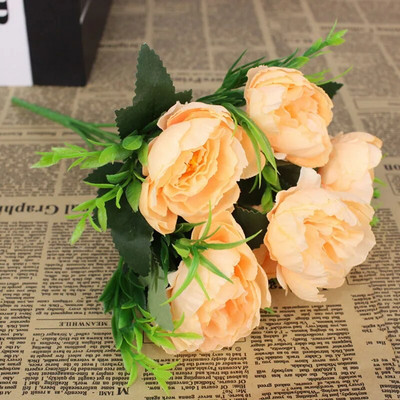 Művirág retro selyem rózsa csokor bazsarózsa retro menyasszonyi csokor hamis virág otthoni barkácsolás karácsonyi esküvői dekorációs kiegészítők