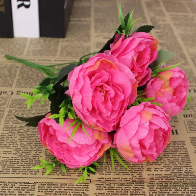 Művirág retro selyem rózsa csokor bazsarózsa retro menyasszonyi csokor hamis virág otthoni barkácsolás karácsonyi esküvői dekorációs kiegészítők