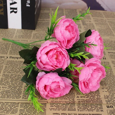 Művirág retro selyem rózsa csokor bazsarózsa retro menyasszonyi csokor hamis virág otthoni barkácsolás karácsonyi esküvői dekorációs kiegészítők