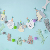 Kassikoera lemmikloomapeo lipp Garland Multifilm Palju õnne sünnipäevaks Kaunistus Armas koera ja kassi looma paberibänner isetegemise lemmikloomapeo tarvikute jaoks