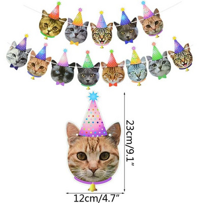 Kassikoera lemmikloomapeo lipp Garland Multifilm Palju õnne sünnipäevaks Kaunistus Armas koera ja kassi looma paberibänner isetegemise lemmikloomapeo tarvikute jaoks