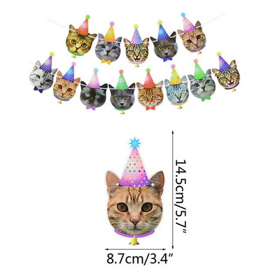 Kassikoera lemmikloomapeo lipp Garland Multifilm Palju õnne sünnipäevaks Kaunistus Armas koera ja kassi looma paberibänner isetegemise lemmikloomapeo tarvikute jaoks