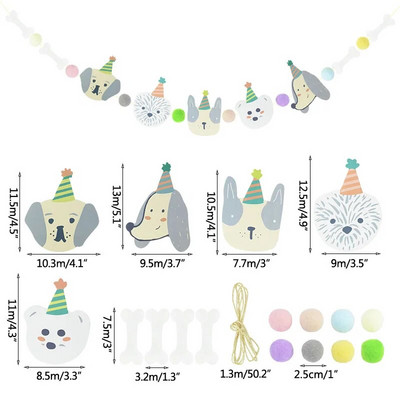 Kassikoera lemmikloomapeo lipp Garland Multifilm Palju õnne sünnipäevaks Kaunistus Armas koera ja kassi looma paberibänner isetegemise lemmikloomapeo tarvikute jaoks