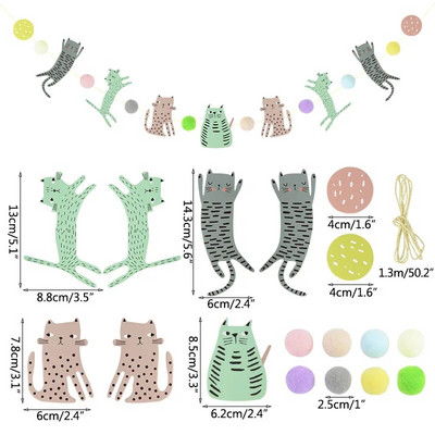 Kassikoera lemmikloomapeo lipp Garland Multifilm Palju õnne sünnipäevaks Kaunistus Armas koera ja kassi looma paberibänner isetegemise lemmikloomapeo tarvikute jaoks