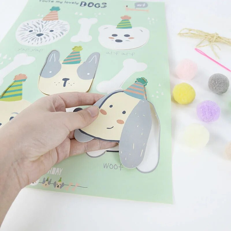 Kassikoera lemmikloomapeo lipp Garland Multifilm Palju õnne sünnipäevaks Kaunistus Armas koera ja kassi looma paberibänner isetegemise lemmikloomapeo tarvikute jaoks