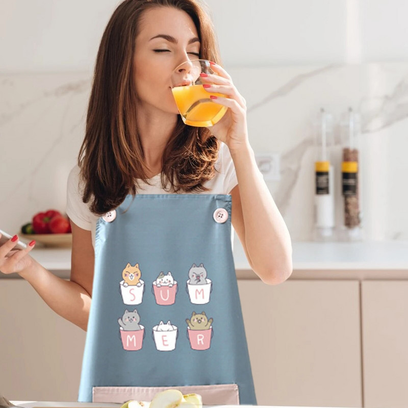 Köögipõlled naistele Meestele Reguleeritavad kokad Põll Taskutega toiduvalmistamis- ja küpsetuspõll Loomad Armsad Kassid Põll kööki