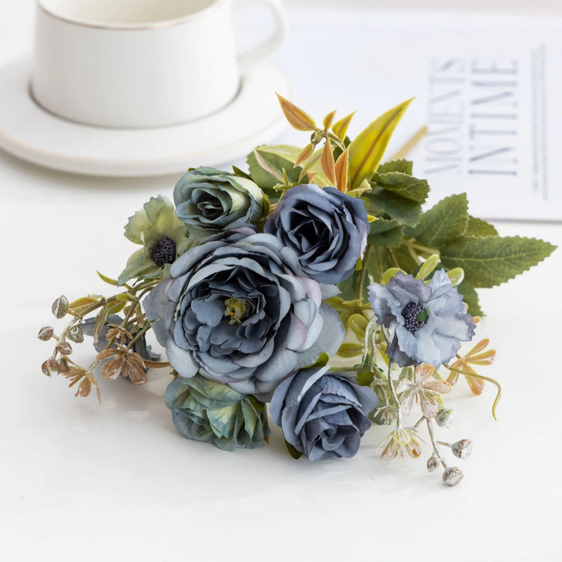 1 lillekimp Apelsiniroos Kunstlilled Pojeng Sügis siidist võltslilled DIY elutoa jaoks Koduaia pulmakaunistuseks