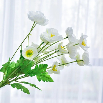 Μπουκέτο τεχνητού λουλουδιού 1 κλαδιού λουλούδι παπαρούνας με φύλλα για στολισμό γάμου στο σπίτι παπαρούνες