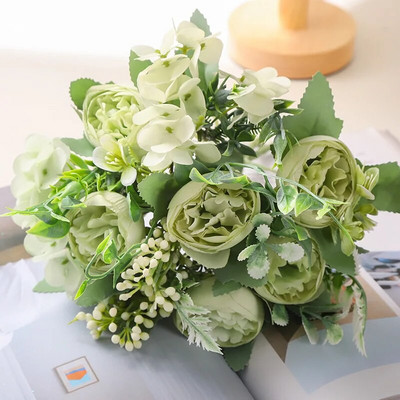 26cm võltspojeng siidiroos kunstlill Odav uusaasta jõulukaunistuste vaas kodu pulmadeks pruudikimp siseruumides