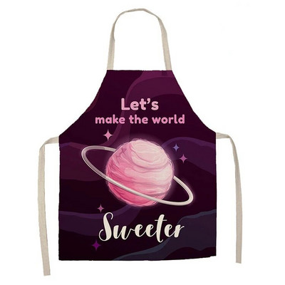 1-osaline kooki sõõrikumustriga prinditud köögipõll naiste varrukateta linane laste põll toiduvalmistamiseks kodus puhastamiseks plekikindel tööriist