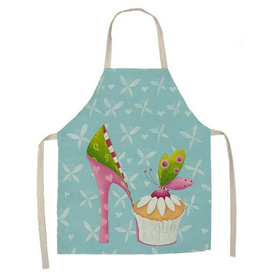 1-osaline kooki sõõrikumustriga prinditud köögipõll naiste varrukateta linane laste põll toiduvalmistamiseks kodus puhastamiseks plekikindel tööriist