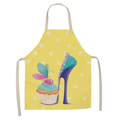 1-osaline kooki sõõrikumustriga prinditud köögipõll naiste varrukateta linane laste põll toiduvalmistamiseks kodus puhastamiseks plekikindel tööriist