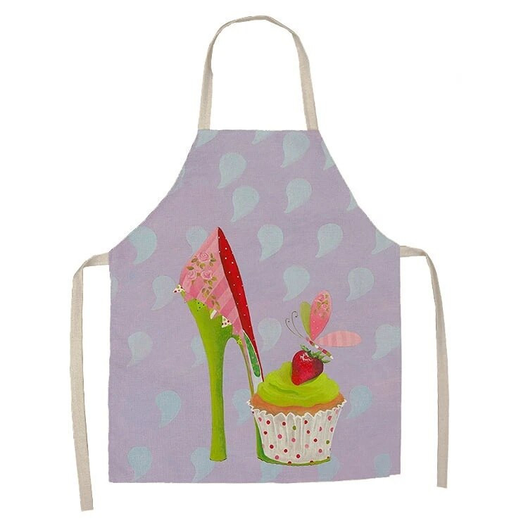 1-osaline kooki sõõrikumustriga prinditud köögipõll naiste varrukateta linane laste põll toiduvalmistamiseks kodus puhastamiseks plekikindel tööriist