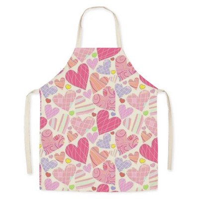 Rožinė meilė lininė virtuvės prijuostė suaugusiems tėvams ir vaikams namų valymo prijuostė Lauko sodo valymo priemonė Valentino dienos dovana