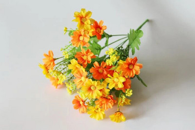 Dirbtinių gėlių puokštė, šilkinė Daisy, vidaus ir lauko dekoravimui, namams ir biurui, 28 galvutės, 1 vnt.