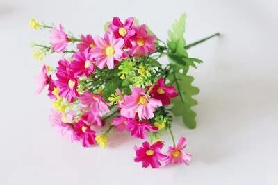 Dirbtinių gėlių puokštė, šilkinė Daisy, vidaus ir lauko dekoravimui, namams ir biurui, 28 galvutės, 1 vnt.