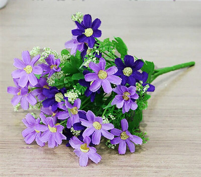 Dirbtinių gėlių puokštė, šilkinė Daisy, vidaus ir lauko dekoravimui, namams ir biurui, 28 galvutės, 1 vnt.