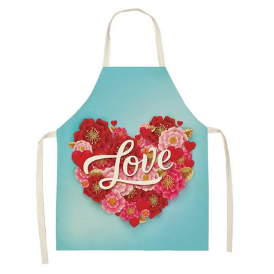 Nova kuhinjska pregača s printom u obliku srca Djeca Muškarci i žene Kuhari Kuhanje Geometrijska pregača Čišćenje pamučne i lanene pregače