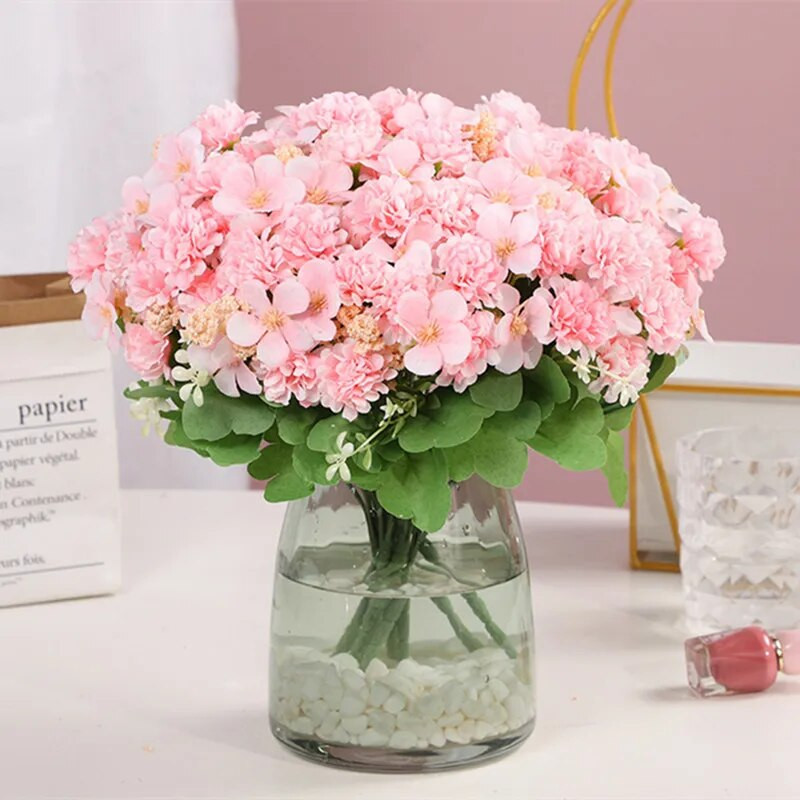 Őszi lakberendezési művirág menyasszonyi selyem hortenzia százszorszép hibrid csokor otthoni esküvőre karácsonyi őszi dekoráció kézműves