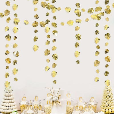 3,5 M decorațiuni tropicale pentru petreceri, ghirlande cu frunze de palmier verzi, banner pentru Luau hawaiian Wild One Birthday Jungle Leaf Party Supplies